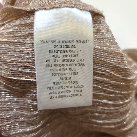 Alex Evenings Twinset Champagne Metallic Knit Size SP - Picture 5 of 7